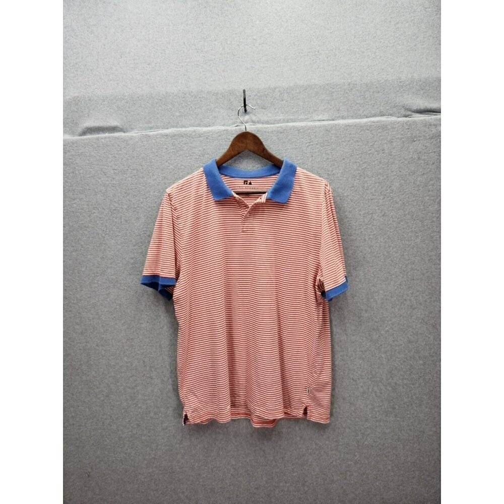 Free Assembly Polo Shirt Men Large Red Striped Contrast Collar Short Sleeve